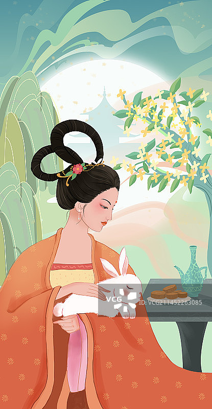 国朝风中秋海报图片素材