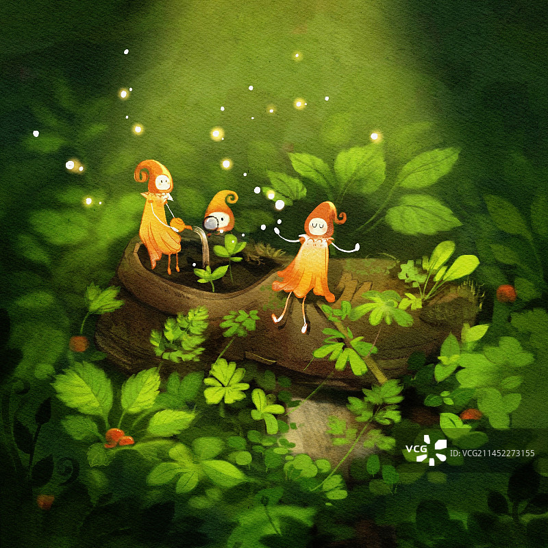 草地唱歌小精灵图片素材