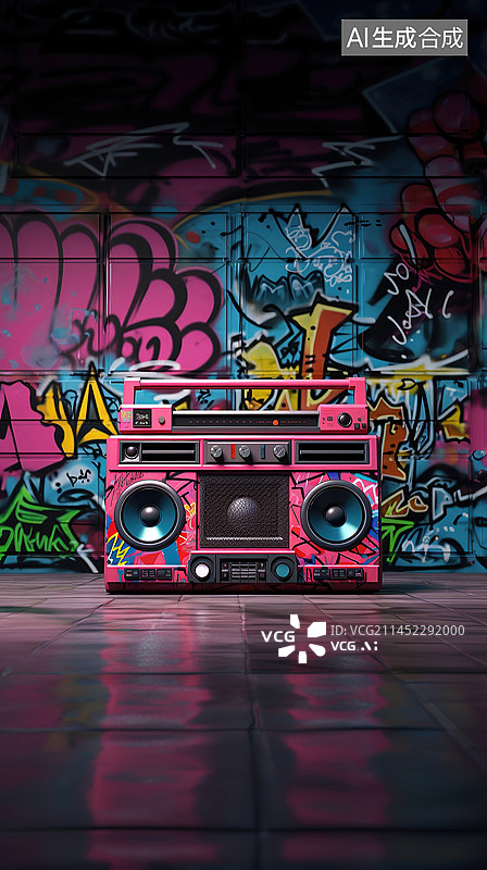 【AI数字艺术】嘻哈音乐扬声器图片素材