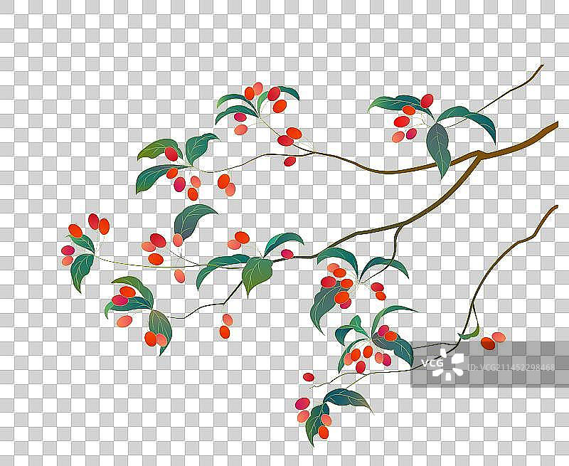 国潮风茱萸枸杞矢量元素图片素材