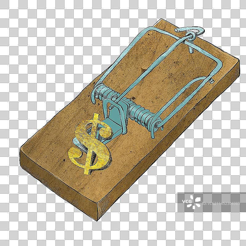 捕鼠器，美元，诱惑，危险，贪欲图片素材