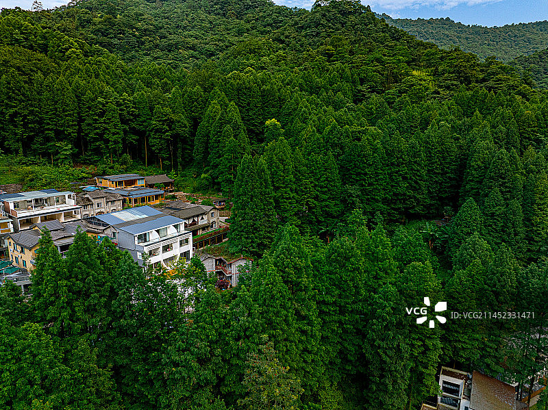 成都青城后山 泰安乡红岩村 藏在山里的避暑胜地 度假区图片素材