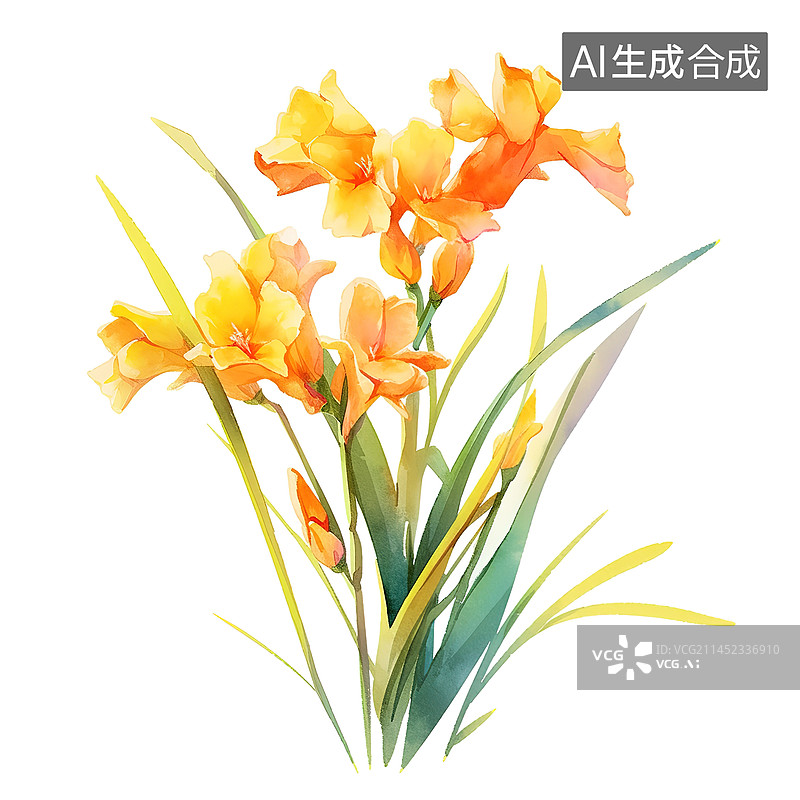 【AI数字艺术】美人蕉水彩插画图片素材