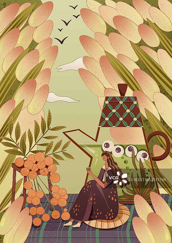 白露时节习俗插画图片素材