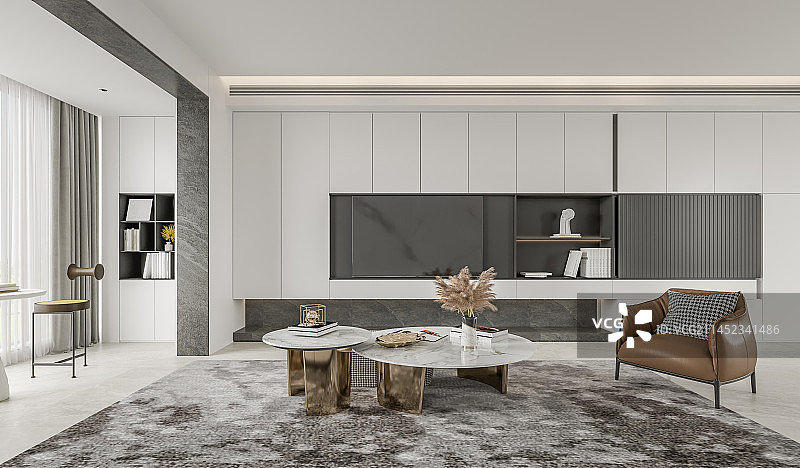 现代风格住宅客厅背景墙图片素材