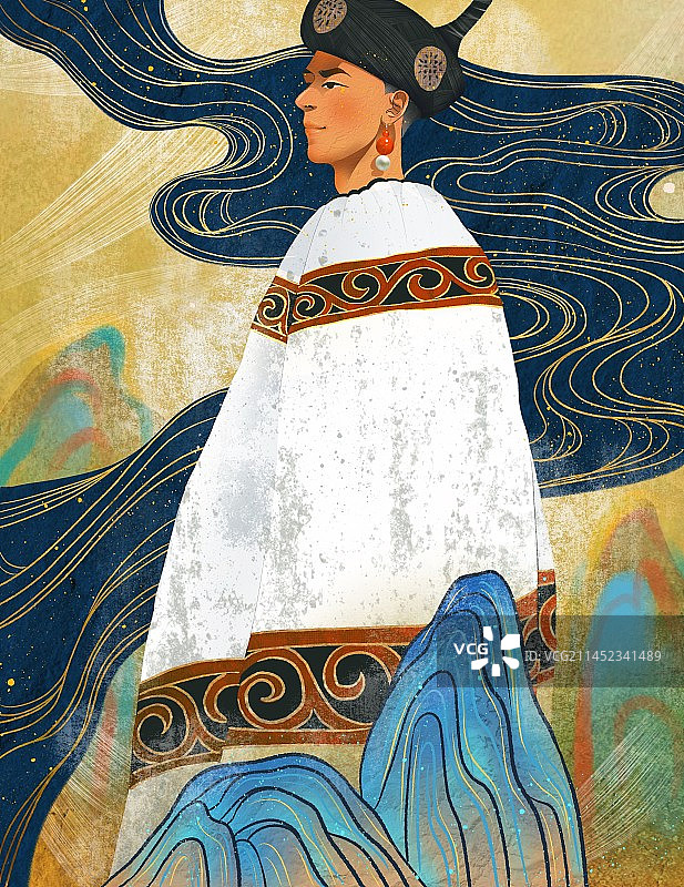 身着彝族服饰的青年图片素材