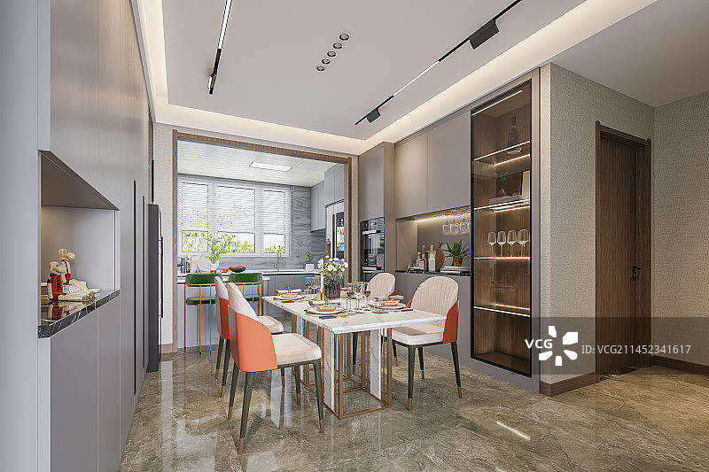 现代风格住宅内部客餐厅图片素材