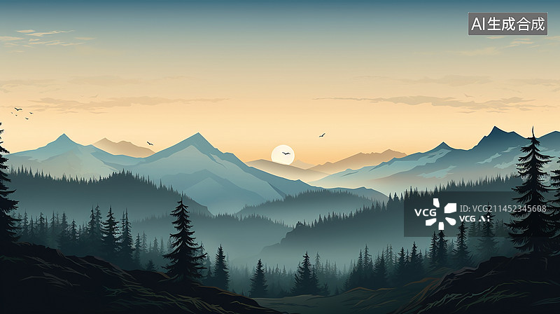 【AI数字艺术】国风山川水墨画图片素材