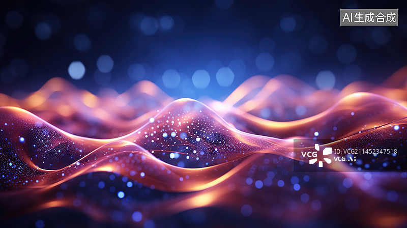 【AI数字艺术】科技数字浪潮背景概念图片素材