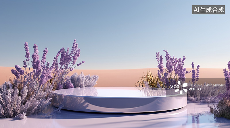 【AI数字艺术】花朵产品展示展台3D渲染图片素材