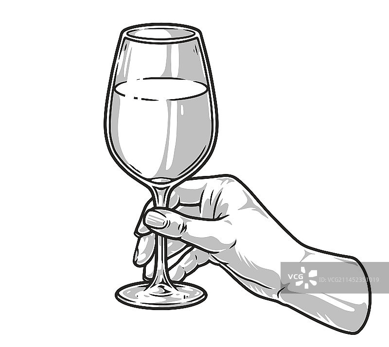 手持葡萄酒单色标志图片素材