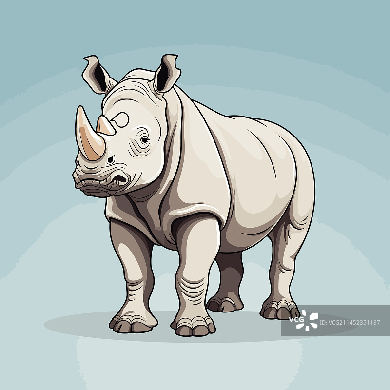 手绘卡通可爱犀牛涂鸦图片素材