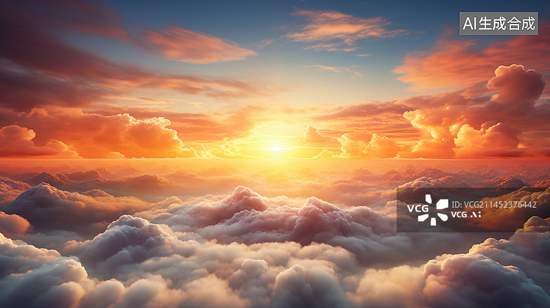 【AI数字艺术】云海日出梦幻背景图片素材