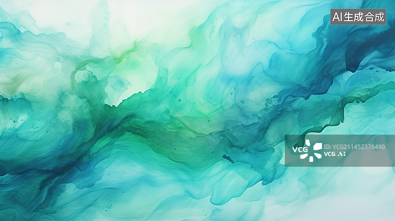 【AI数字艺术】水彩手绘淡雅小清新春夏绿色唯美自然清爽背景纹理肌理合成增效素材图片素材