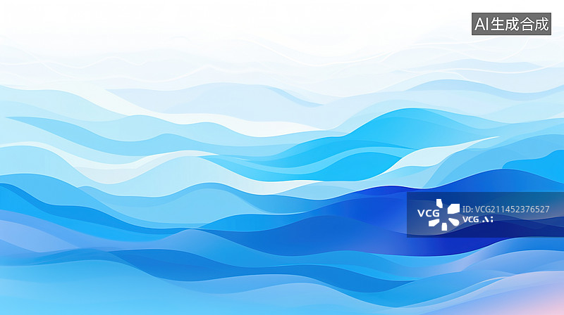 【AI数字艺术】蓝色海洋手绘背景图片素材