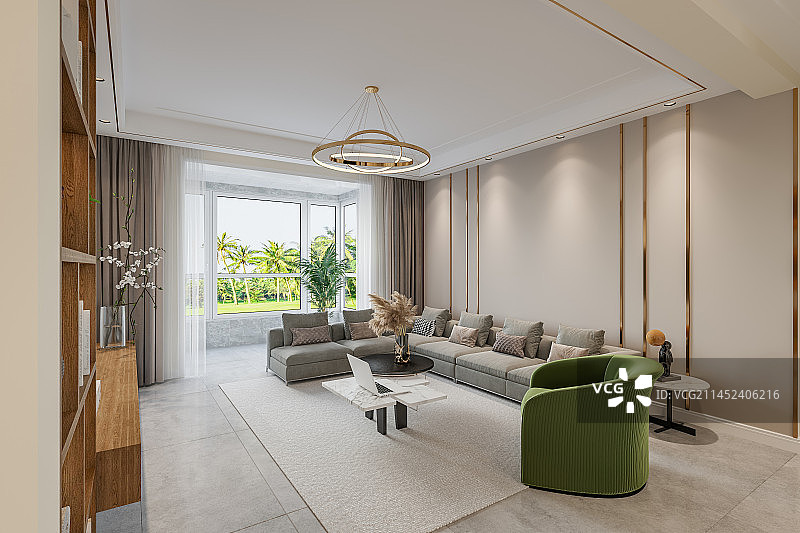 现代轻奢风格住宅客餐厅背景墙图片素材