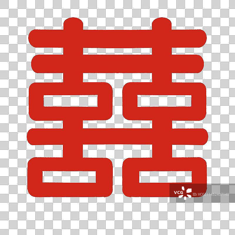 手绘花纹喜庆红色红双喜剪纸图片素材