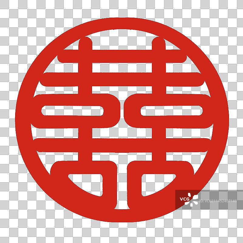 手绘花纹喜庆红色红双喜剪纸图片素材