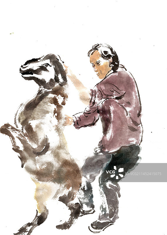 逮羊的女子图片素材