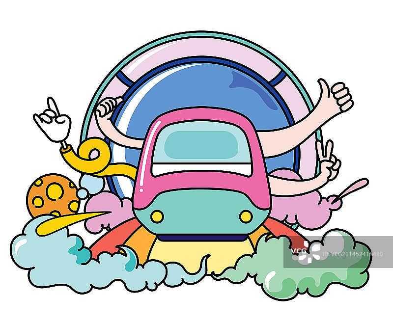 缤纷战车插画图片素材