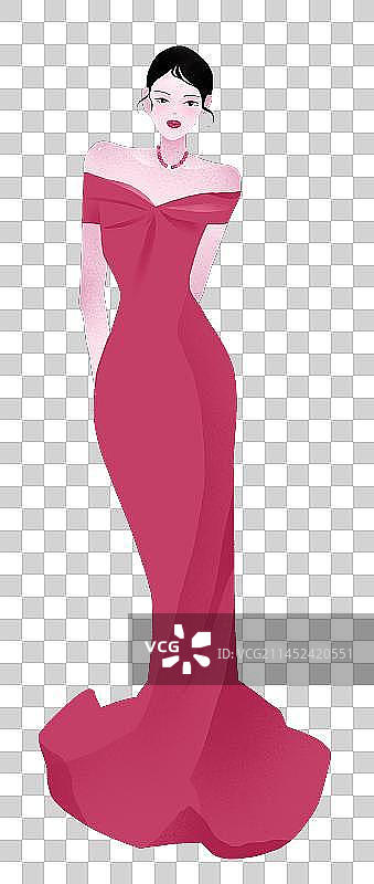 穿晚礼服的美丽女性插画元素图片素材