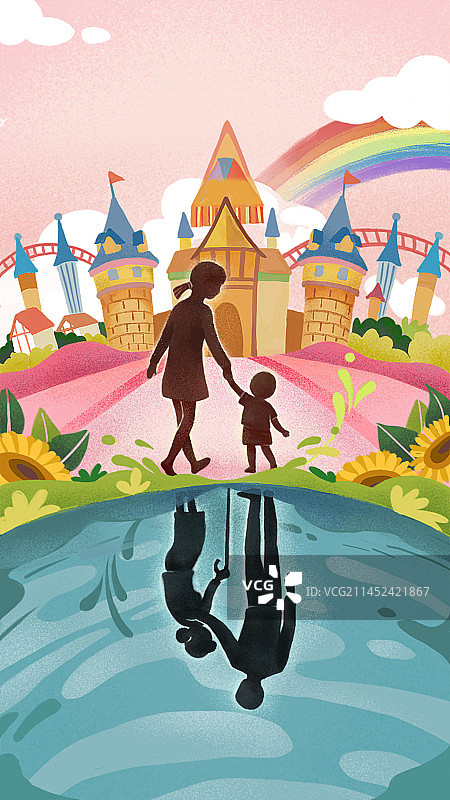 亲子主题插画图片素材