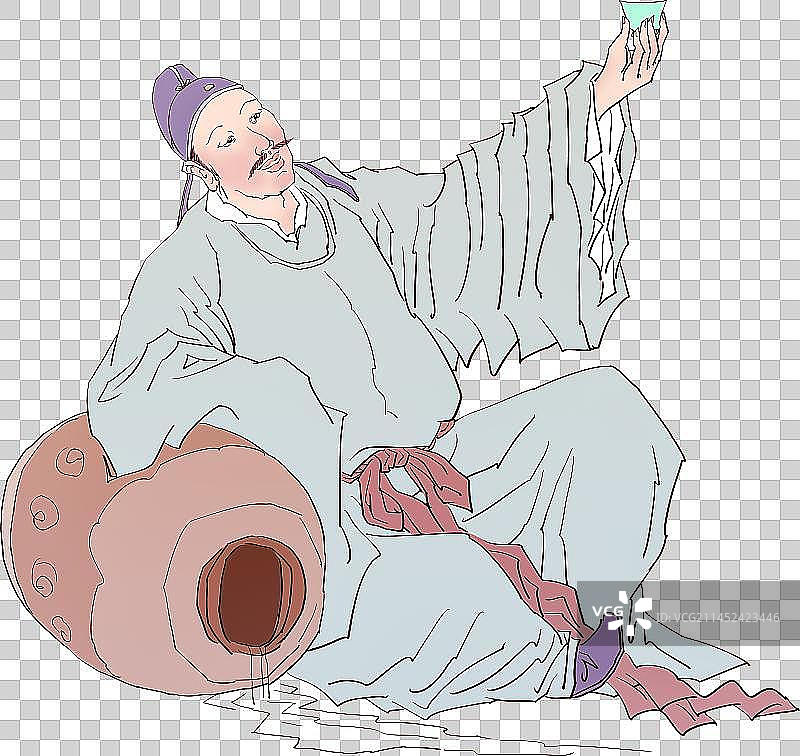 举杯邀明月喝醉酒的古人李白人物元素图片素材