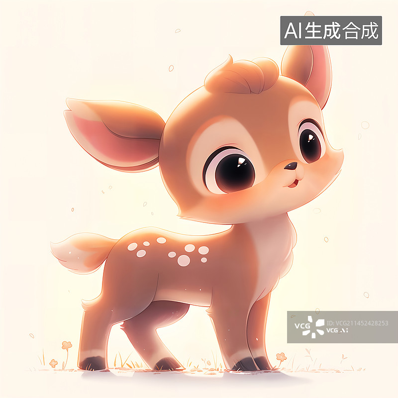 【AI数字艺术】一只可爱的小鹿梅花鹿动物插画图片素材