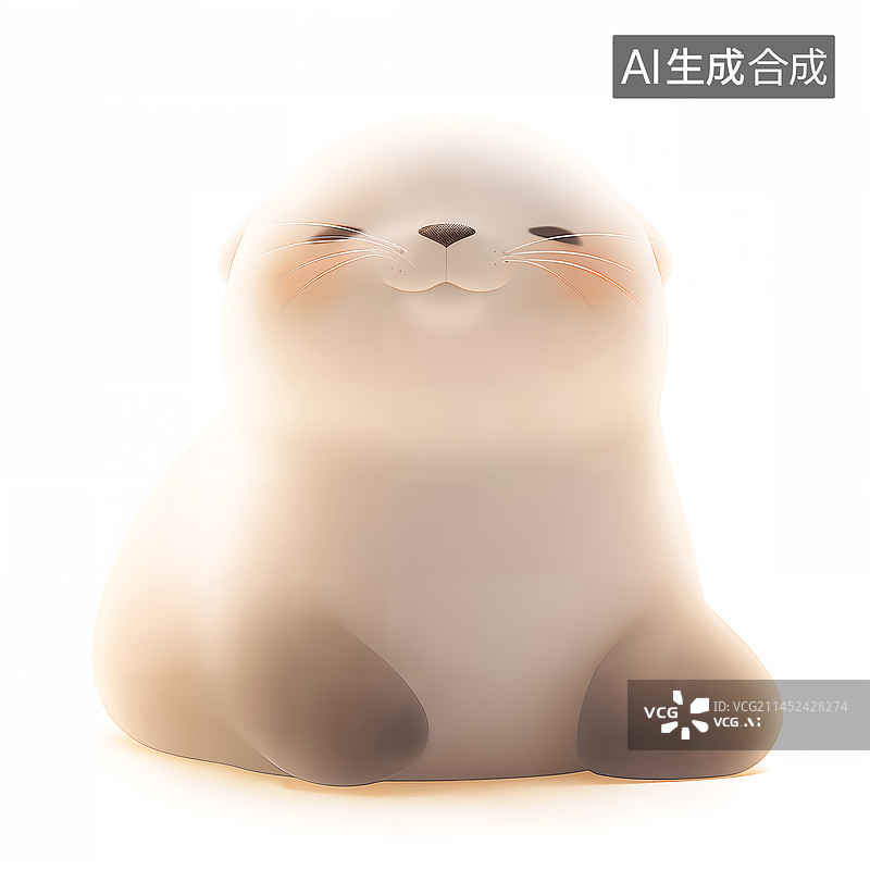 【AI数字艺术】可爱的小海豹坐在地上动物插画图片素材