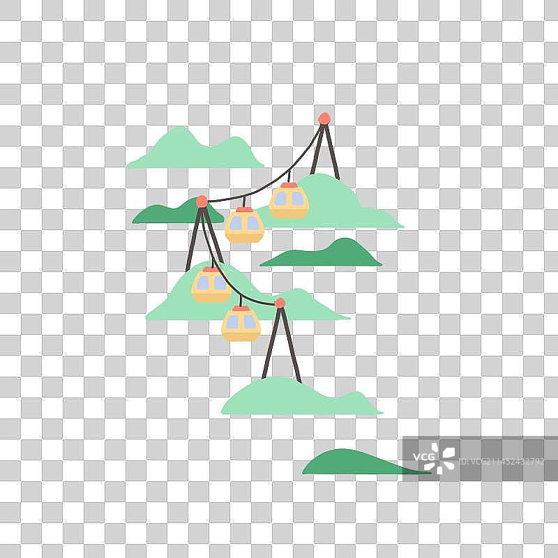 山间缆车卡通商业插画图片素材