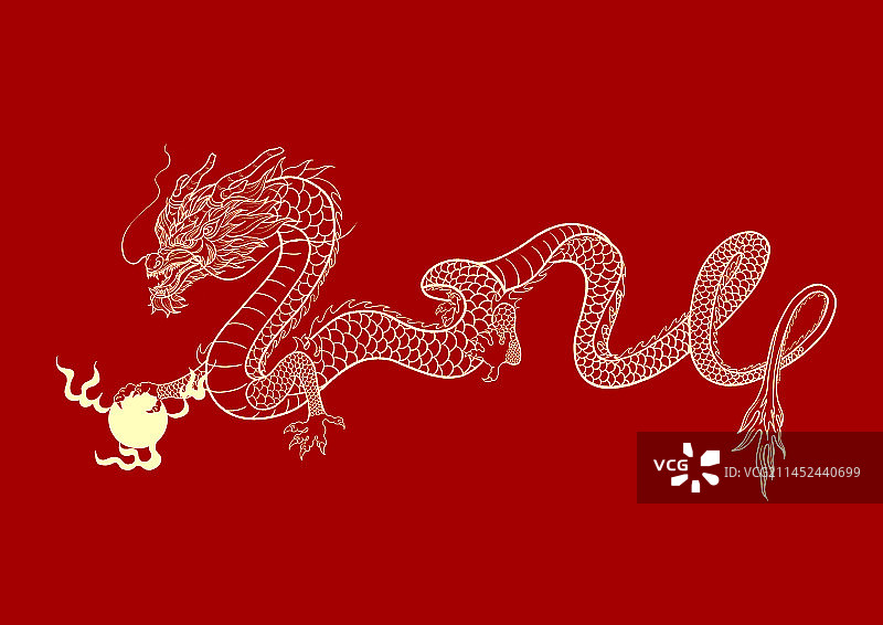 2024龙年祥龙描线图片素材
