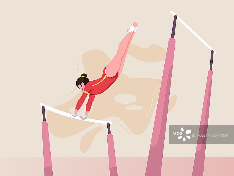 一个女运动员正在做体操矢量扁平插画图片素材