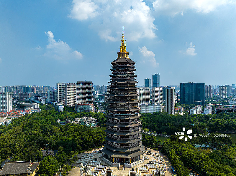 江苏省常州市著名寺院红梅公园天宁寺天宁宝塔建筑风光图片素材