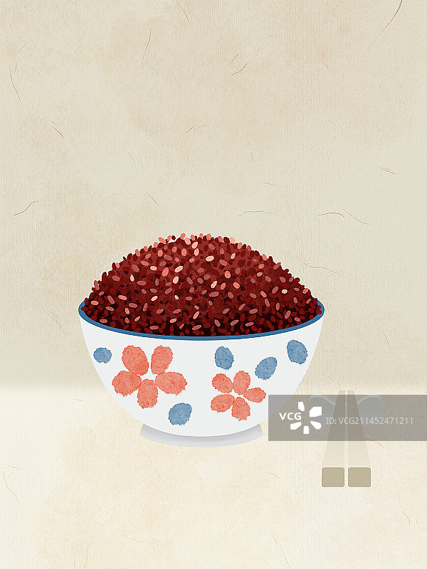 水彩小清新一碗糙米饭插画图片素材