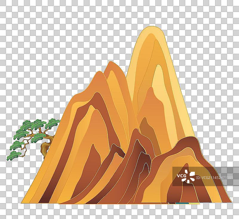 重阳节节日夕阳黄昏山亭子松树元素图片素材