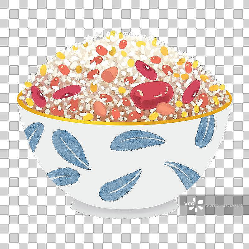 新中式中国风水彩手绘一碗杂粮米饭图片素材