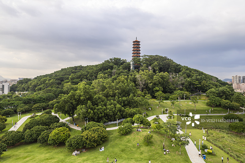 深圳光明红花山公园航拍图片素材