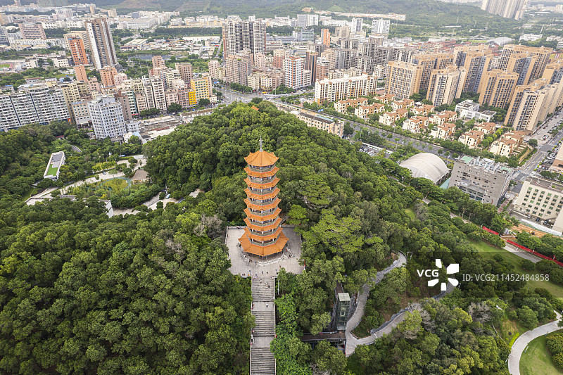 深圳光明红花山公园航拍图片素材