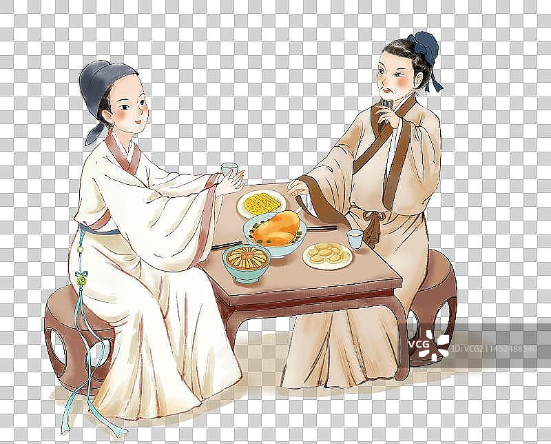 古人吃饭喝酒元素图片素材