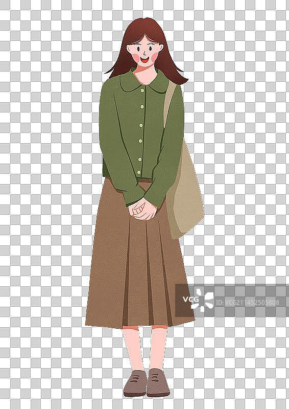 文艺女生穿搭服装插画元素图片素材