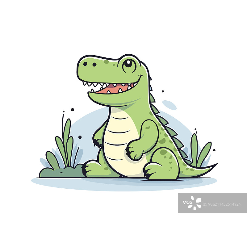 手绘可爱风鳄鱼涂鸦图片素材
