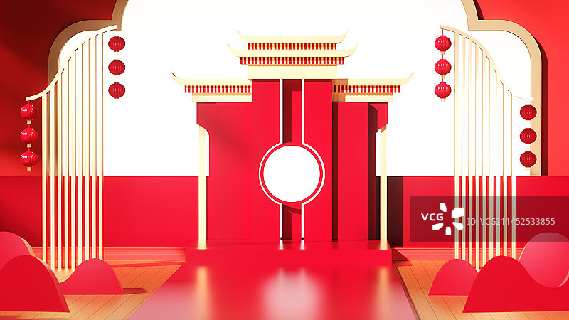 喜庆春节插画场景图片素材