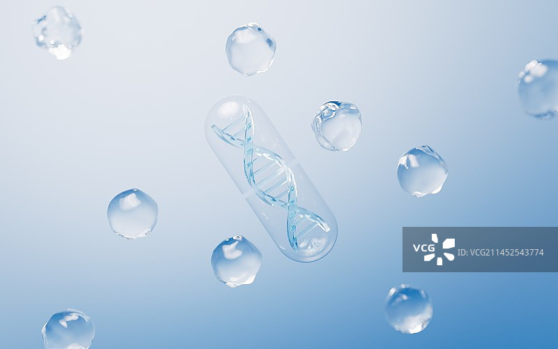 细胞分子与DNA结构3D渲染图片素材