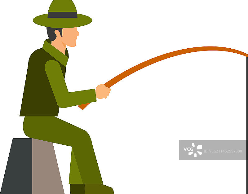 手持钓鱼竿的渔夫图标图片素材