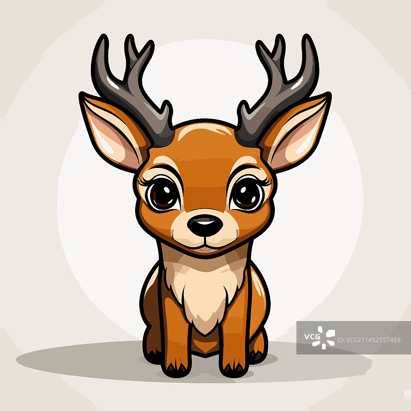 手绘漫画可爱涂鸦风格的鹿图片素材