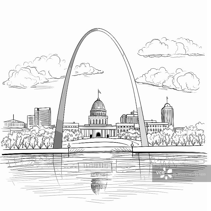 手绘漫画拱门图片素材