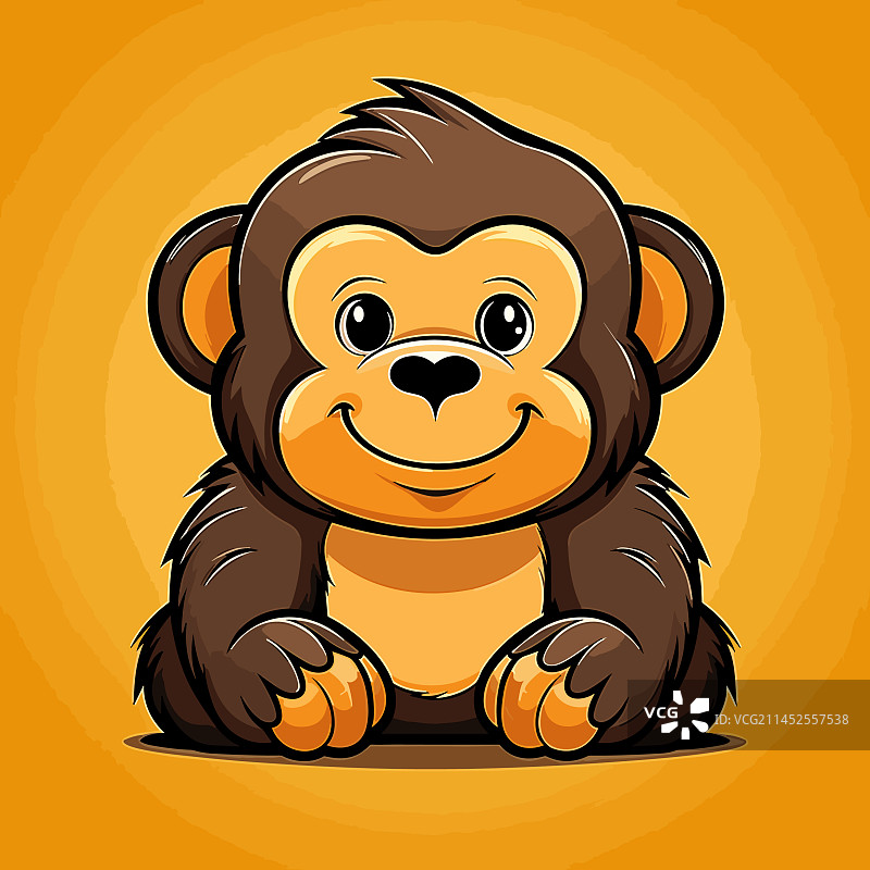 手绘可爱卡通大猩猩图片素材