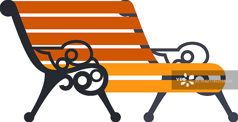 带有锻造装饰扶手的长椅图片素材