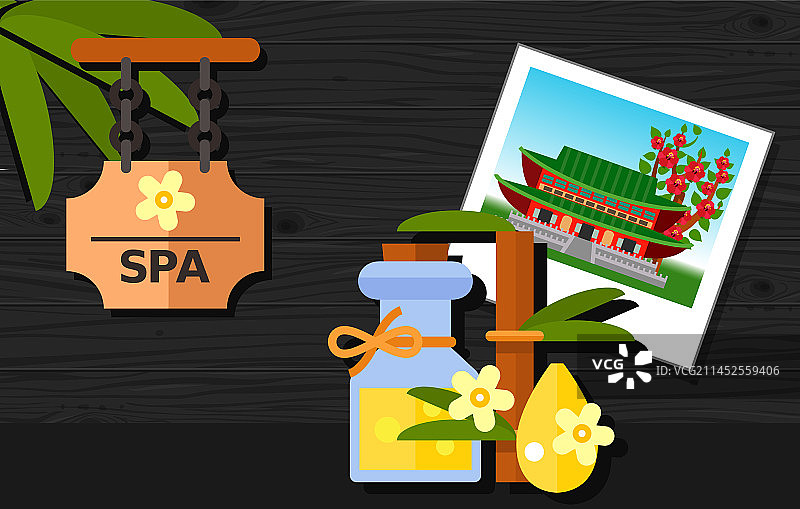 带有按摩油瓶的水疗招牌图片素材