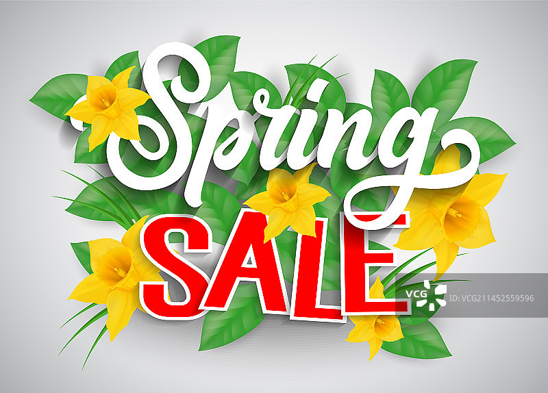 春季促销水仙花字母图片素材